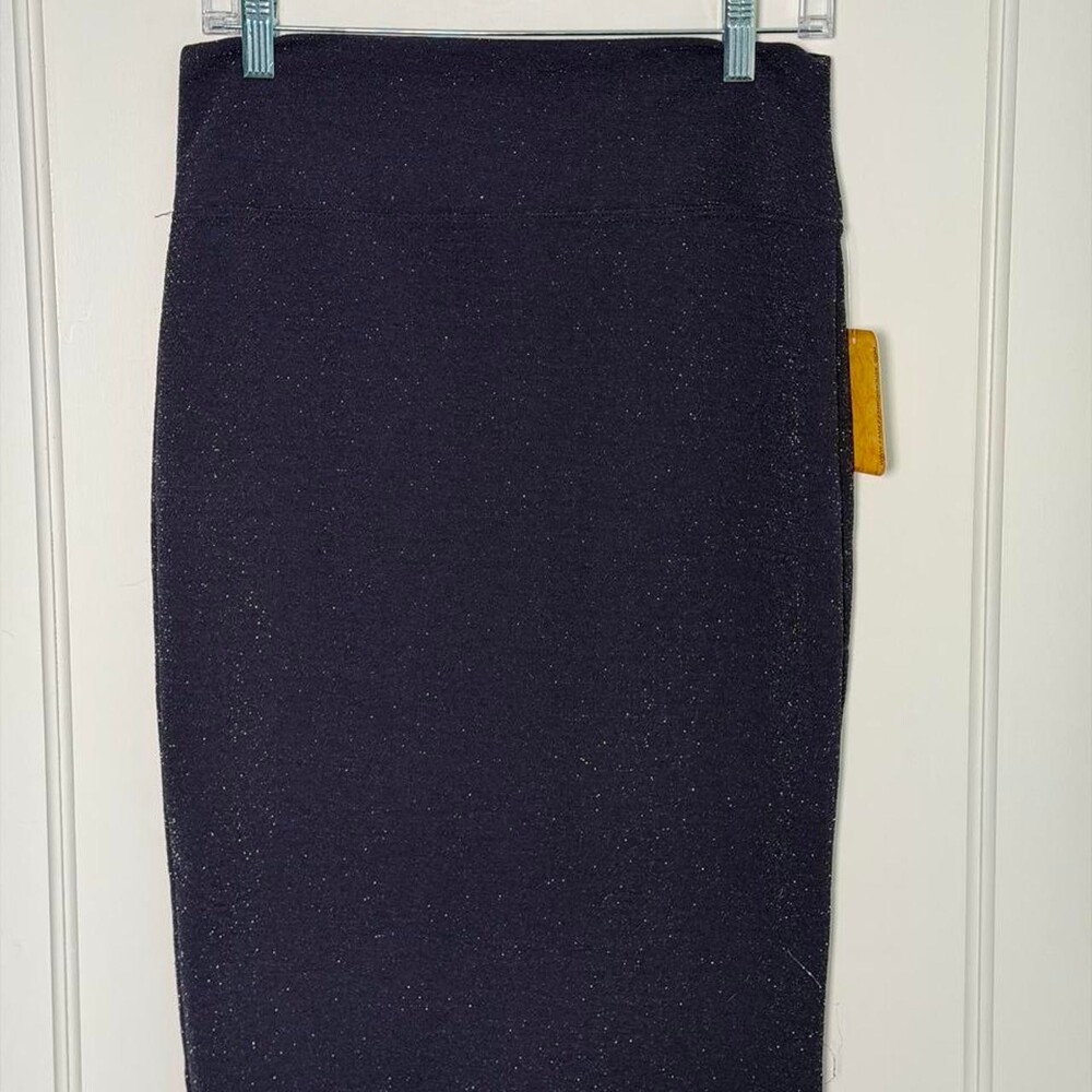 Hybrid & Company navy blue midi skirt with silver glitter, size M #glitter #midi